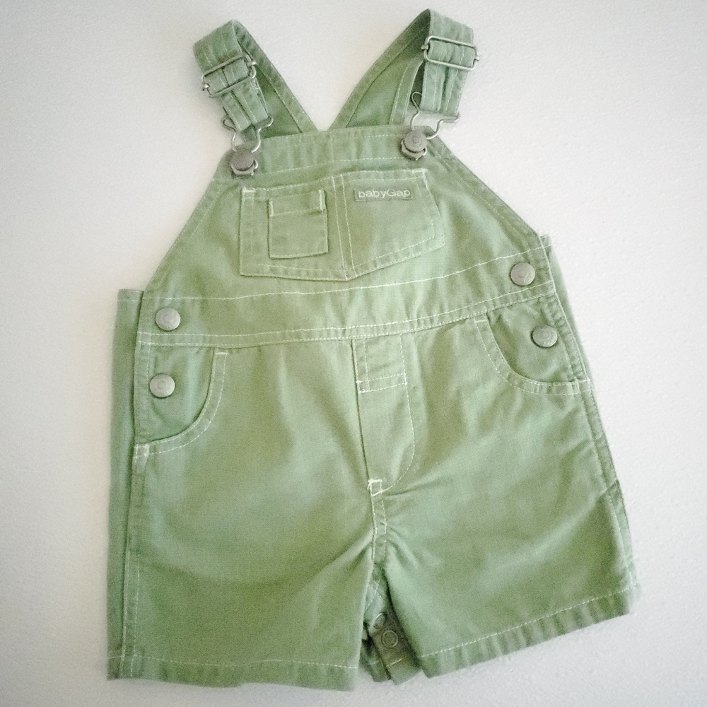 GAP baby green denim 100% cotton overall shorts 1999 vintage 3-6 month